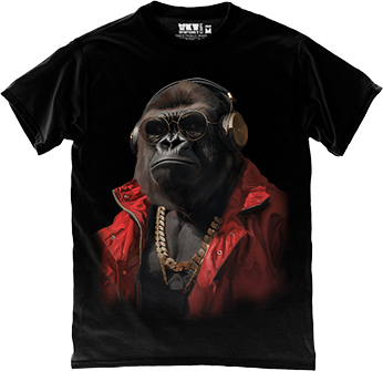  - Gorilla Wearing Headphones in Black