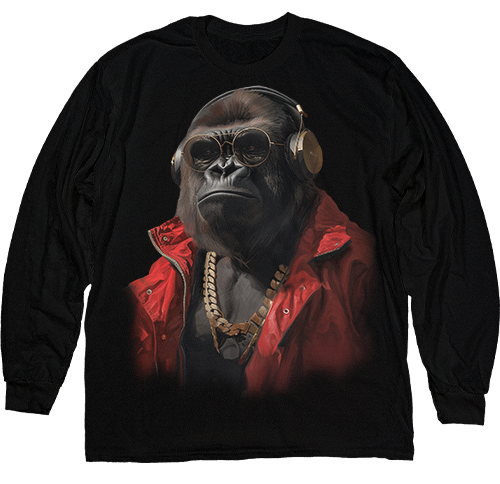  - Gorilla Wearing Headphones in Black