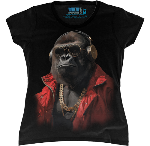   - Gorilla Wearing Headphones in Black