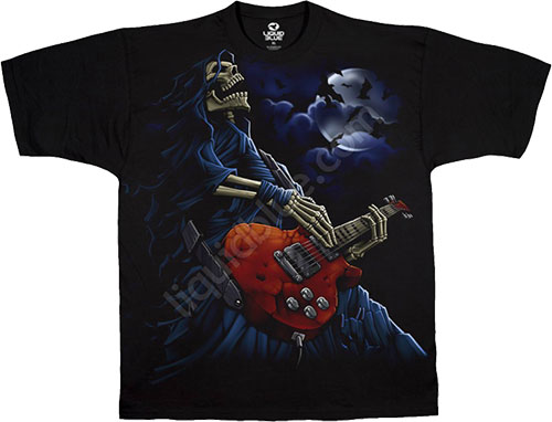  Liquid Blue - Musica Black T - Shirt - Bark At The Moon