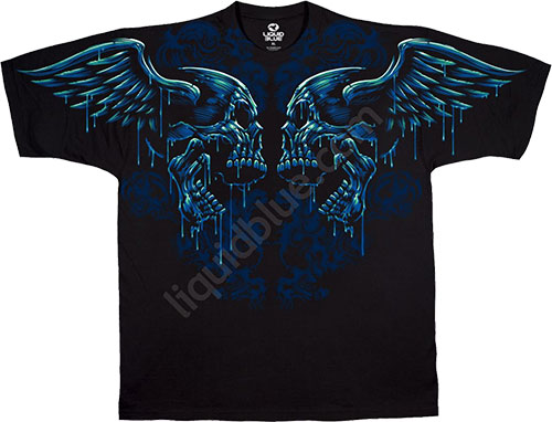  Liquid Blue - Skulls Black Athletic T - Shirt - Flying Faceoff