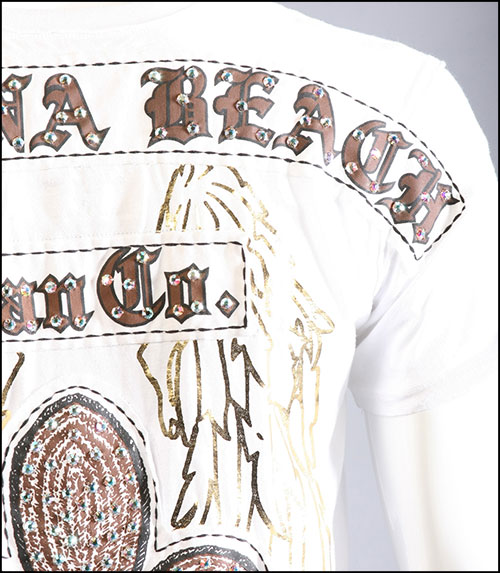 Laguna Beach -   - Mens Crystal Cove Beach White T-Shirt Brown Design ( )