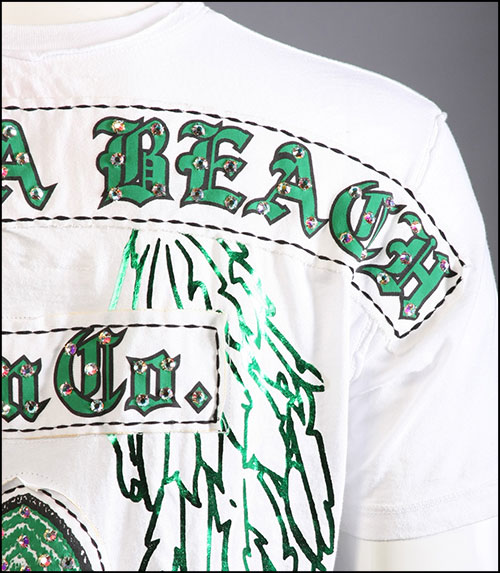 Laguna Beach -   - Mens Crystal Cove Beach White T-Shirt Green Design ( )