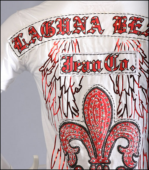 Laguna Beach -   - Mens Crystal Cove Beach White T-Shirt Red Design ( )