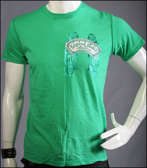 Laguna Beach -   - Mens Long Beach Green T-Shirt ( )