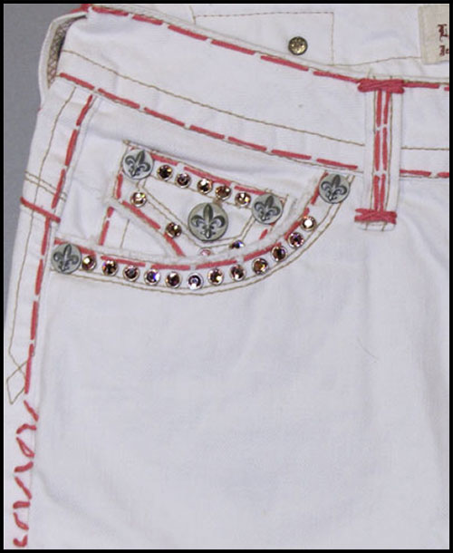 Laguna Beach -  - Redondo Beach Pink Stitch White Mini Skirt (  1G - 144 )
