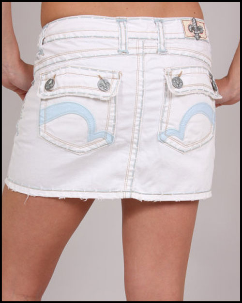 Laguna Beach -  - Salt Creek Baby Blue Stitch White Mini Skirt