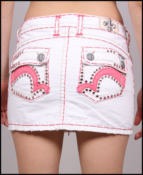 Laguna Beach -  - Salt Creek Pink Stitch White Mini Skirt (  1G - 144 )