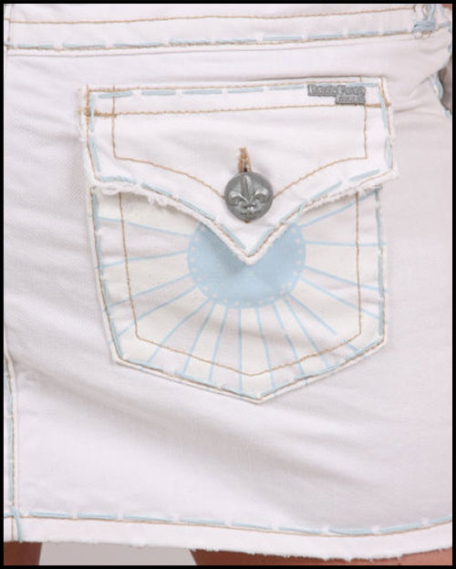 Laguna Beach -  - Womens Corona Del Mar Baby Blue Stitch White Mini Skirt
