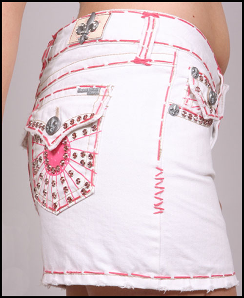 Laguna Beach -  - Womens Corona Del Mar Pink Stitch White Wash Mini Skirt (  2G - 288 )