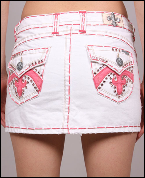 Laguna Beach -  - Womens Crystal Cove Pink Stitch White Wash Mini Skirt (  2G - 288 )
