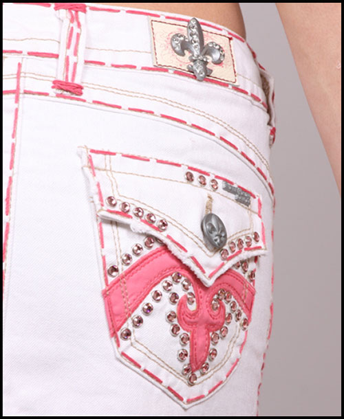 Laguna Beach -  - Womens Crystal Cove Pink Stitch White Wash Mini Skirt (  1G - 144 )