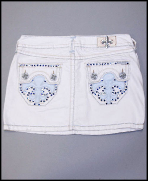 Laguna Beach -  - Womens Hermosa Beach Baby Blue Stitch White Mini Skirt (  1G - 144 )