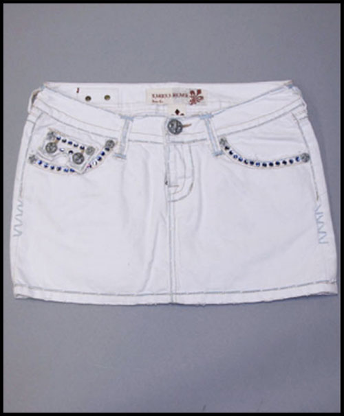 Laguna Beach -  - Womens Hermosa Beach Baby Blue Stitch White Mini Skirt (  2G - 288 )
