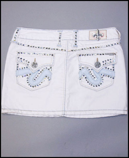 Laguna Beach -  - Womens Laguna Beach Baby Blue Stitch White Mini Skirt (  2G - 288 )