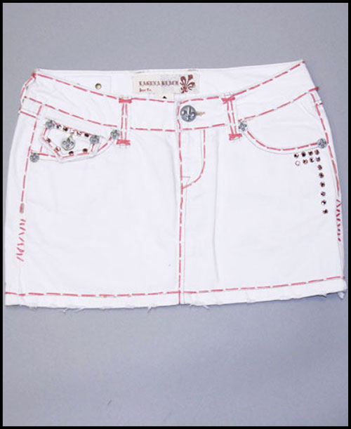 Laguna Beach -  - Womens Laguna Beach Pink Stitch White Wash Mini Skirt (  2G - 288 )