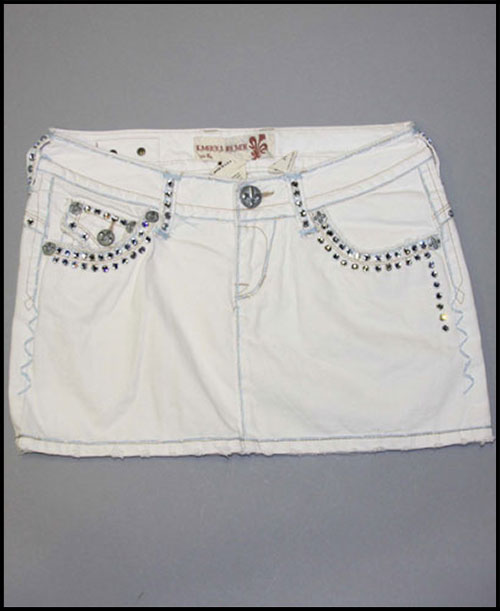 Laguna Beach -  - Womens Long Beach Baby Blue Stitch White Mini Skirt (  1G - 144 )