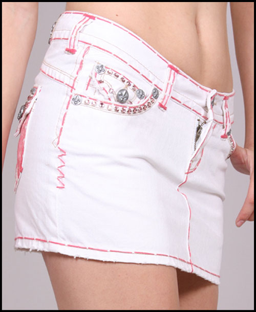 Laguna Beach -  - Womens Long Beach Pink Stitch White Wash Mini Skirt (  1G - 144 )