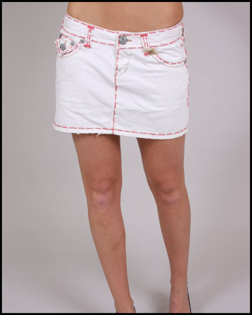 Laguna Beach -  - Womens Long Beach Rose Stitch White Mini Skirt