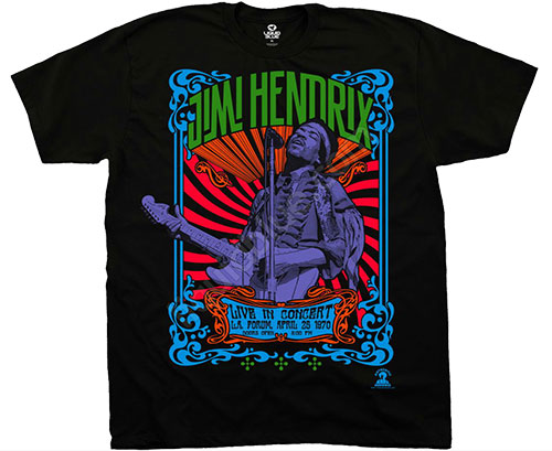  Liquid Blue - Jimi Hendrix - Athletic T-Shirt - Live In Concert