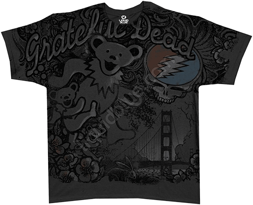  Liquid Blue - Golden Gate - Grateful Dead Charcoal T-Shirt