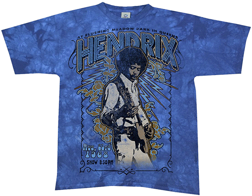  Liquid Blue - Hendrix 1968 - Jimi Hendrix Tye Dye T-Shirt