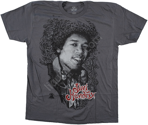  Liquid Blue - Mind Music - Jimi Hendrix Grey T-Shirt