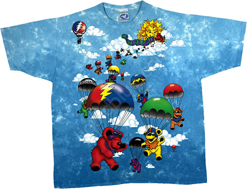  Liquid Blue - Parachuting Bears - Grateful Dead Tie-Dye T - Shirt