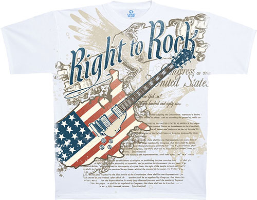  Liquid Blue - Americana - Athletic T-Shirt - Right To Rock