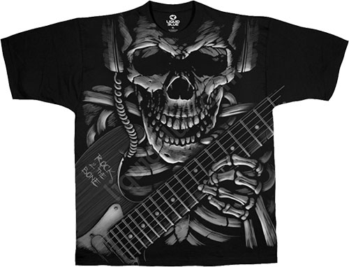  Liquid Blue - Musica Black Athletic T - Shirt - Rock 2 The Bone