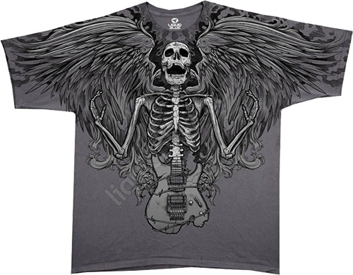  Liquid Blue - Musica Grey Athletic T - Shirt - Rock Angel
