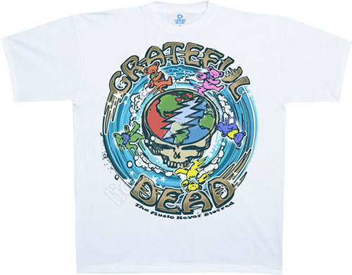  Liquid Blue - Round The World - Grateful Dead White Athletic T - Shirt