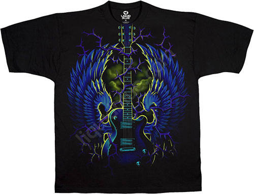  Liquid Blue - Musica Black Athletic T - Shirt - Six String Saviour
