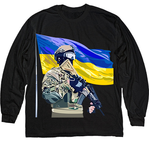  - Ukrainian Flag and Warrior in Black