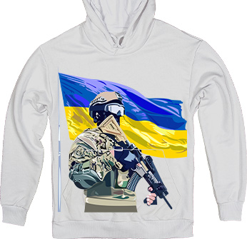 Ukrainian Flag and Warrior