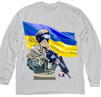 Ukrainian Flag and Warrior