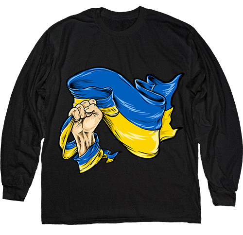  - Ukraine Hand with Flag in Black