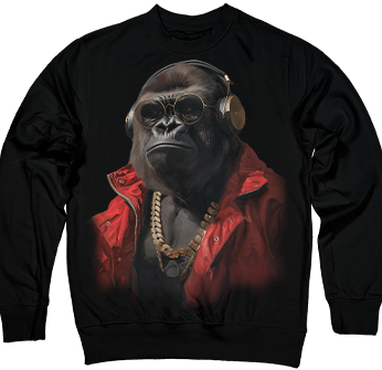 Gorilla Wearing Headphones in Black