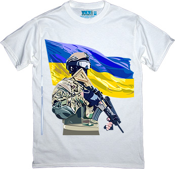 Ukraine Flag and Warrior