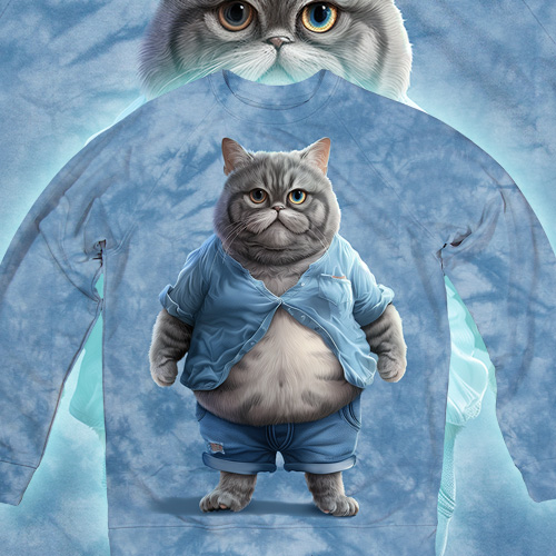 Cat with Belly in Blue