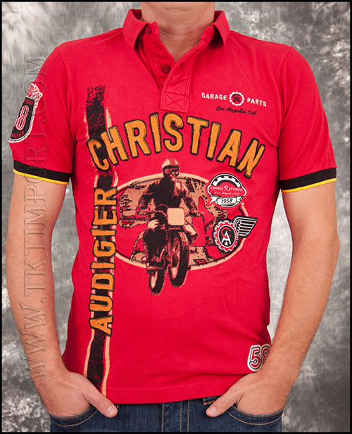 Мужская футболка поло Christian Audigier - MS31GABI - Red