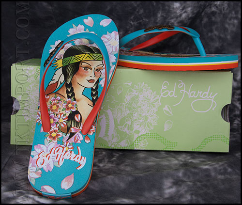 Шлепанцы женские Ed Hardy - Cancun Sandals - Turquise
