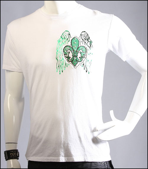 Laguna Beach - Футболка мужская - Mens Crystal Cove Beach White T-Shirt Green Design (с кристаллами)