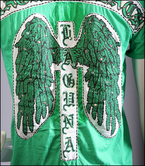 Laguna Beach - Футболка мужская - Mens Long Beach Green T-Shirt (с кристаллами)