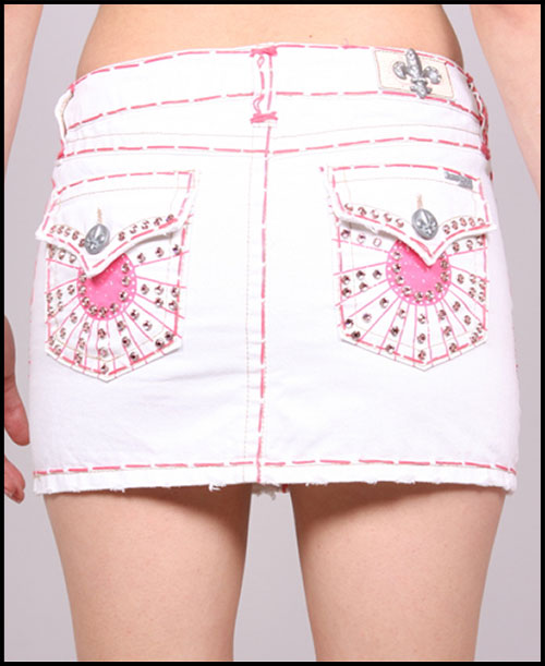 Laguna Beach -  - Womens Corona Del Mar Pink Stitch White Wash Mini Skirt (  1G - 144 )