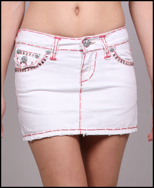 Laguna Beach -  - Womens Corona Del Mar Pink Stitch White Wash Mini Skirt (  1G - 144 )