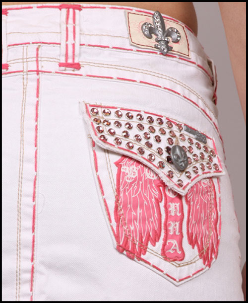 Laguna Beach - Юбка - Womens Long Beach Pink Stitch White Wash Mini Skirt (с кристаллами 1G - 144 кристалла)