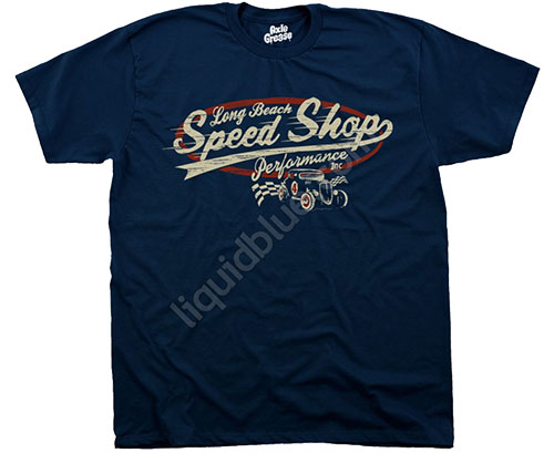 Футболка Liquid Blue - Axle Grease - Athletic T-Shirt - Long Beach Speed Shop