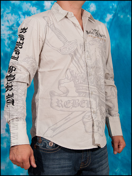 Rebel Spirit - Мужская рубашка - LSW121290 - GREY