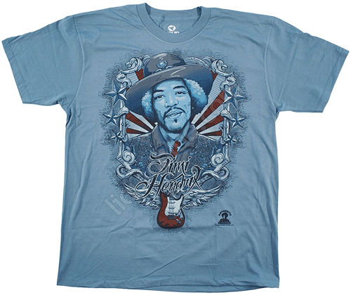 Футболка Liquid Blue - Hendrix Style - Jimi Hendrix Navy T-Shirt